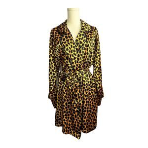 Josie by Natori vintage 1980s Brown and Black Leopard Print Robe